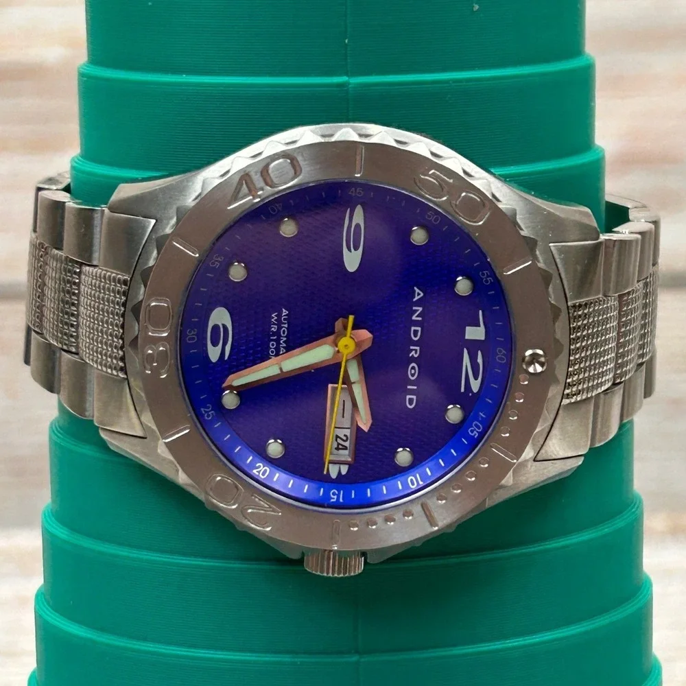 ANDROID Automatic Stainless Steel Mens Watch Blue‎ Dial 21 Jewels AD321